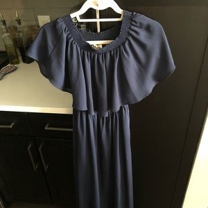 Show Me Your Mumu Navy off the shoulder dress